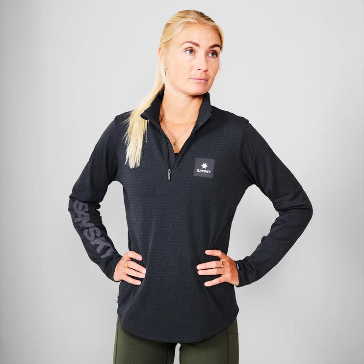 Saysky | Blaze Half Zip | Lightweight Fleece | Dames | Black SAYSKY