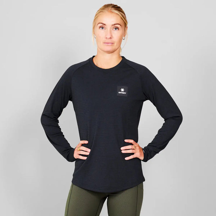 Saysky | Blaze Long Sleeve | Lightweight Fleece | Dames | Black SAYSKY