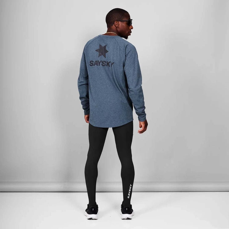 Saysky | Blaze Long Sleeve | Lightweight Fleece | Heren | Blue Melange