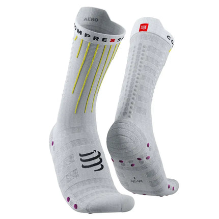 Compressport | Aero Socks | White / Safe Yellow / Neo Pink Compressport