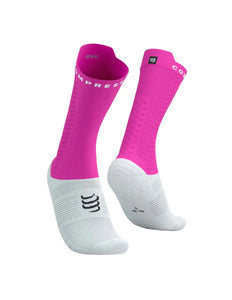 Compressport | Pro Racing Socks V4 | Bike | White / Neon Pink Compressport