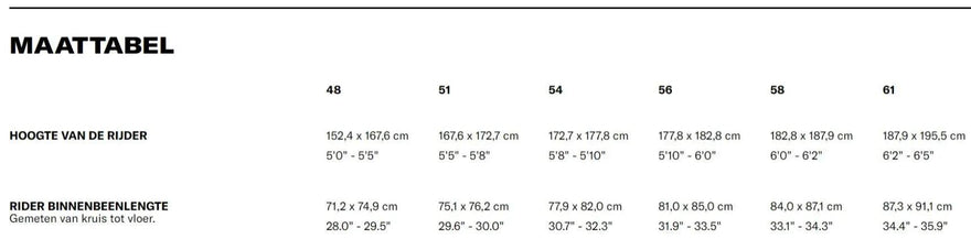 Size chart