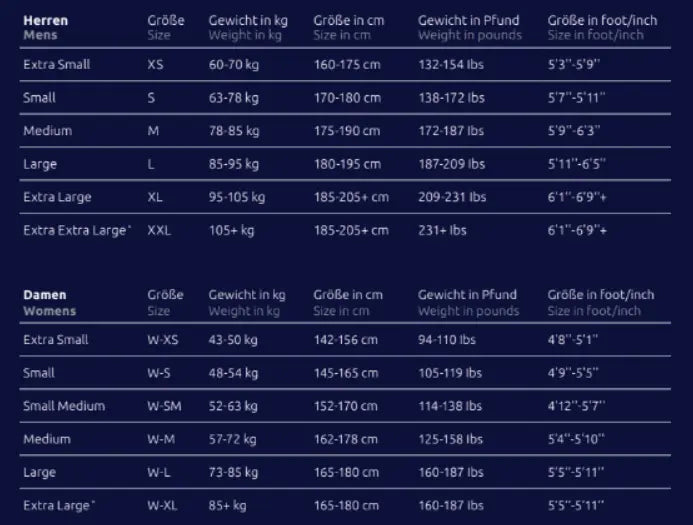 Size chart