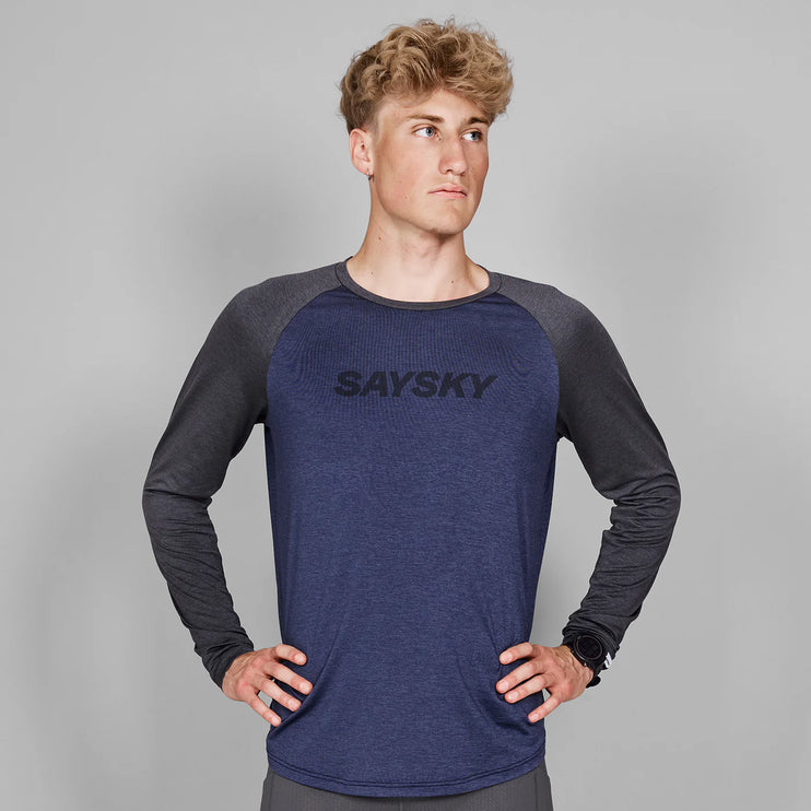 Saysky | Logo Pace Long Sleeve | Heren | Blue Melange SAYSKY