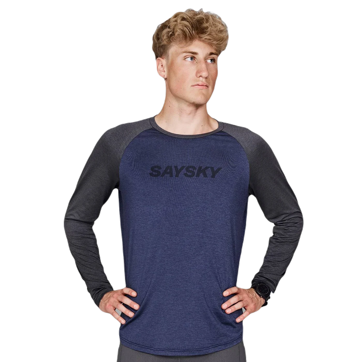 Saysky | Logo Pace Long Sleeve | Heren | Blue Melange SAYSKY