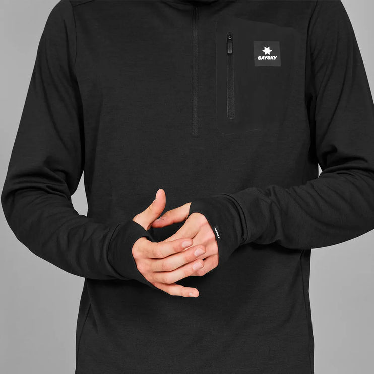 Saysky | Pace Half Zip Hoodie | Heren | Black Triathlonworld