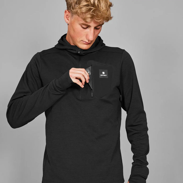 Saysky | Pace Half Zip Hoodie | Heren | Black Triathlonworld