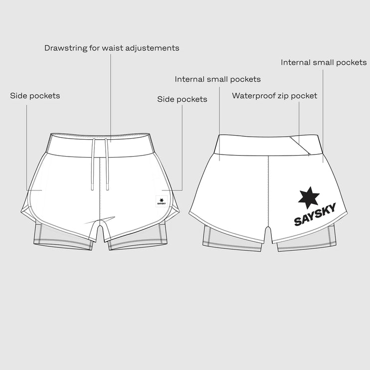 Saysky | 2-in-1 Pace Shorts 3'' | Dames | Black