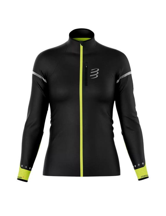 Compressport | Hurricane Windproof Jacket Flash | Dames | Black / Fluo Yellow Compressport