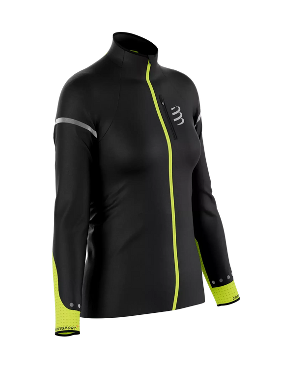 Compressport | Hurricane Windproof Jacket Flash | Dames | Black / Fluo Yellow Compressport