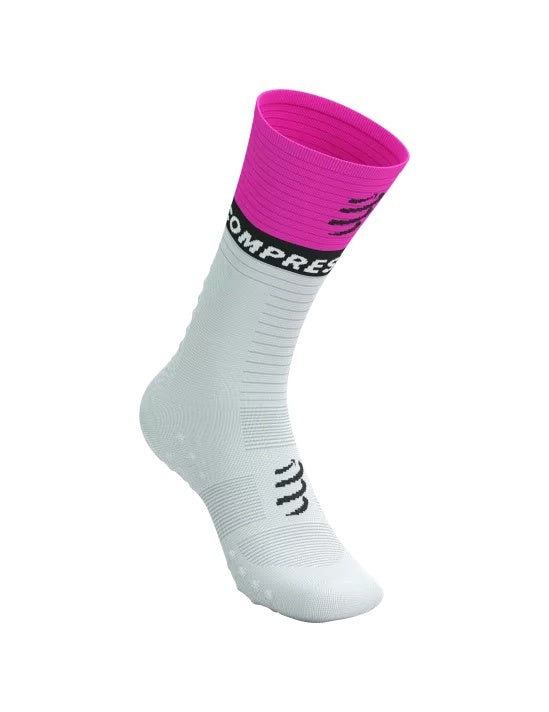 Compressport | Mid Compression Socks V2 | White / Yellow / Pink Compressport