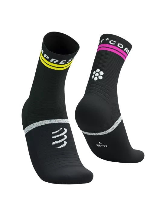 Compressport | Pro Marathon Socks V2 | Black / Yellow / Pink