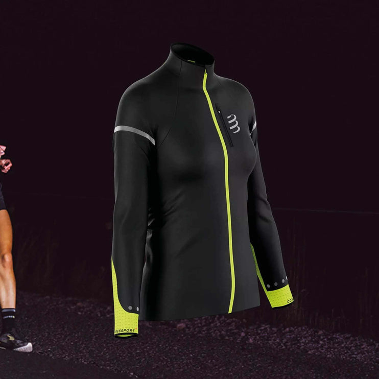 Compressport | Hurricane Windproof Jacket Flash | Dames | Black / Fluo Yellow Compressport