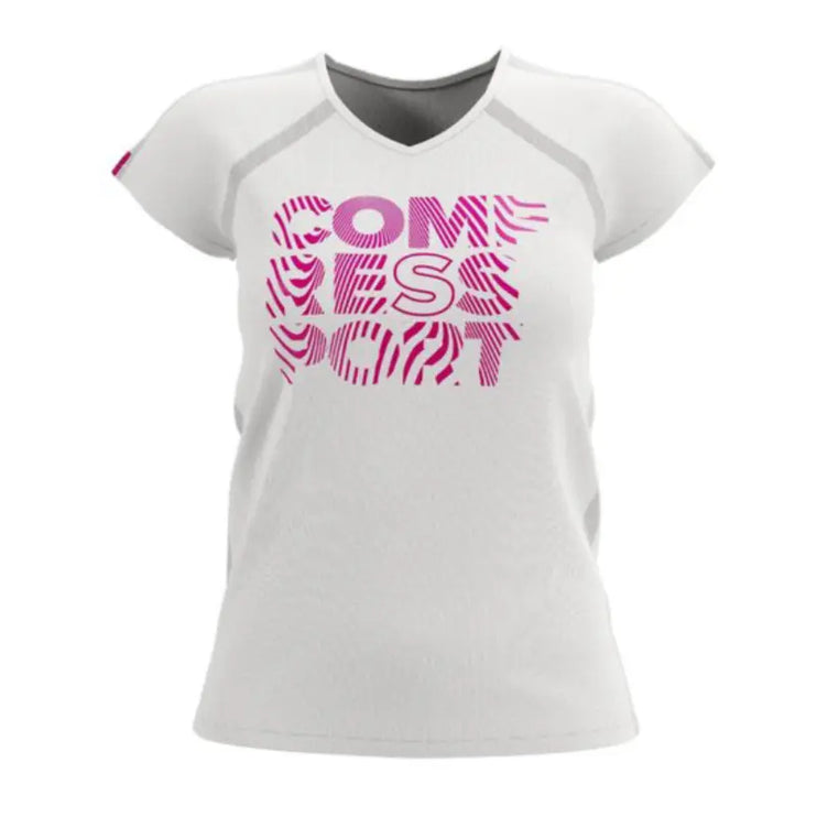 Compressport | Training SS T-shirt | White / Pink | Dames